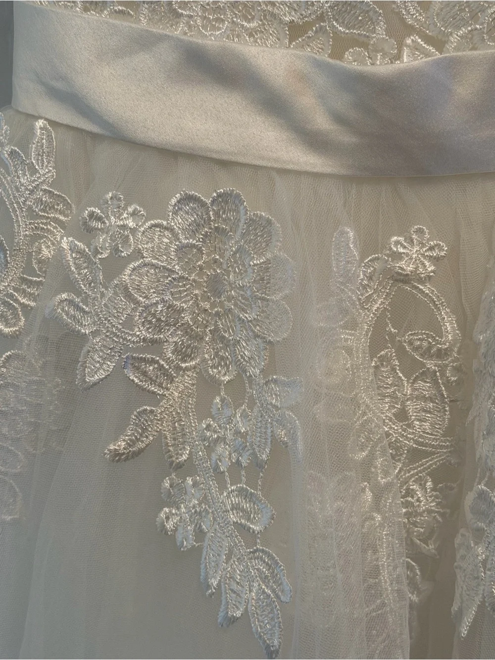 Miama Girls White Floral Lace Tulle Dress